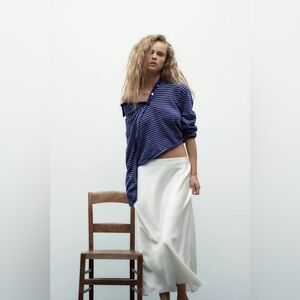 Zara Satin Effect Midi Slip Skirt